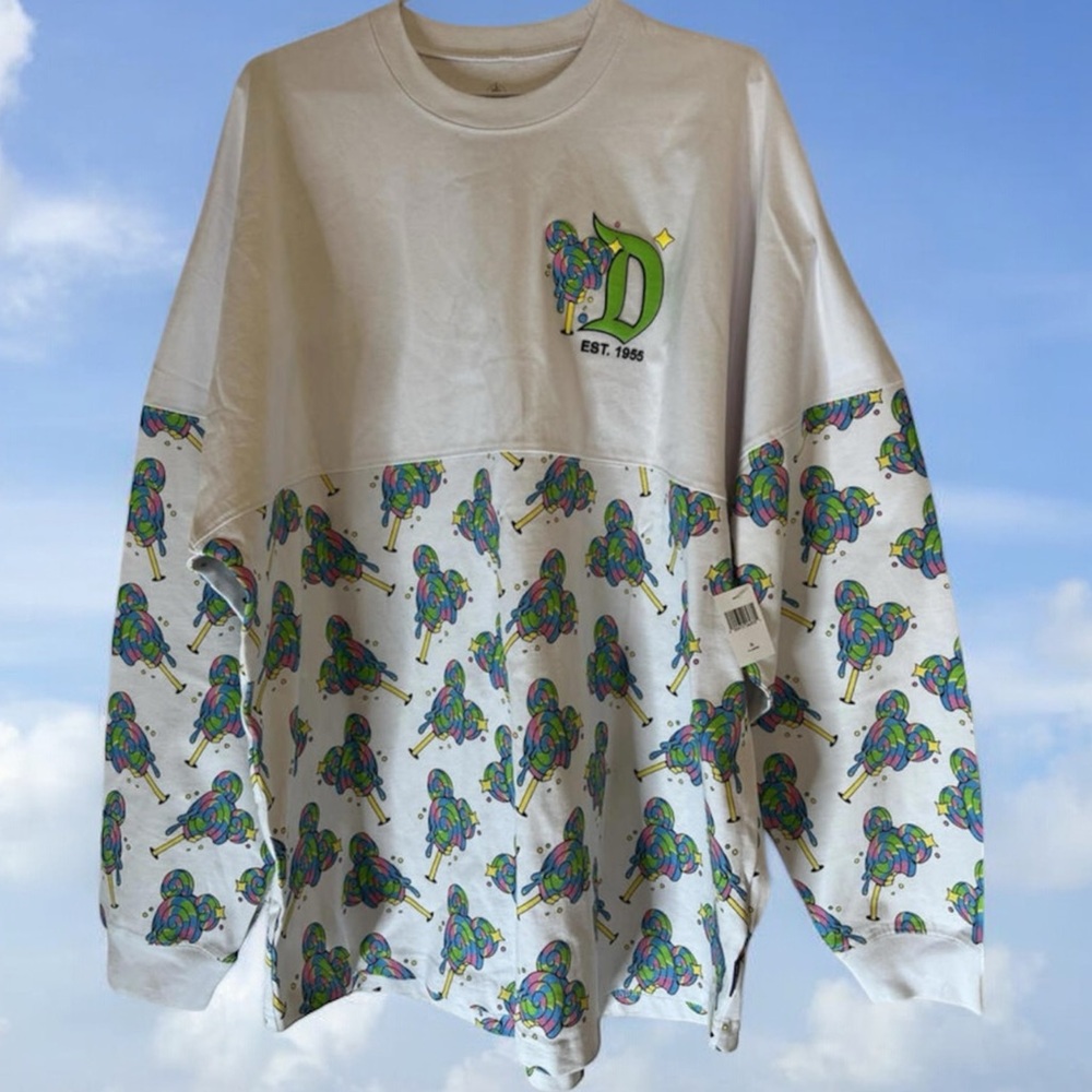 NWT Disneyland Spirit Jersey XL White Lollipop Print Long Sleeve‎ Park Merch